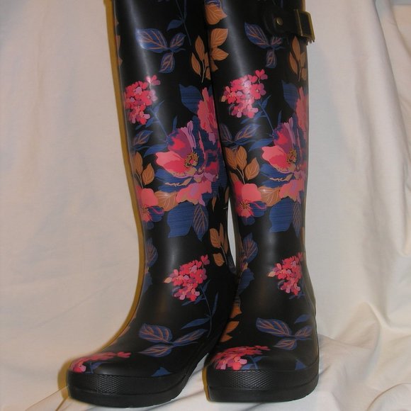 New Chooka Women's 6M Floral Shoes Tall Rain Boots Box - Picture 1 of 12